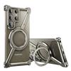 Luxury Z Shape Aluminum Alloy Rimless Magnetic Phone Case For Samsung Galaxy S25 S24 Ultra Plus Metal Stand Magsafe Bumper Shockproof Cover