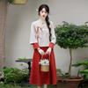 Женский ретро вышитый костюм тан и ханьфу ципао, комплект топ для осени/зимы