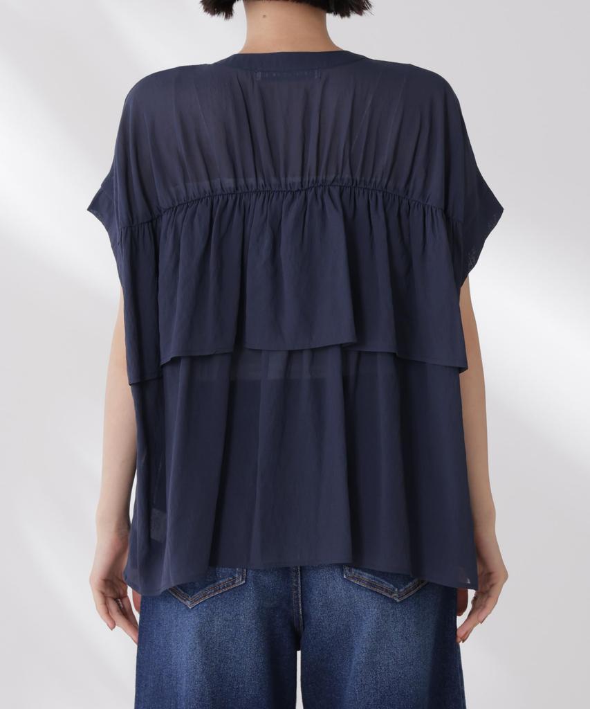 Прозрачная блузка Nano Universe со сборками и оборкой сзади сочетается с другими F 041 Светло-бежевый Женский (Может предметы) 673-5121329