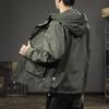 Outdoor Casual Functional Jacket Men'S Tooling Jacket Loose Large Size Trendy Brand Multi-Pocket Hooded Outer