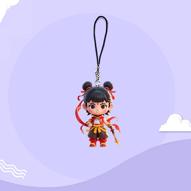 Nezha 2: The Devil Boy Conquers The Dragon King Cartoon Anime High-Value Mobile Phone Chain Nezha Ao Bing Schoolbag Pendant