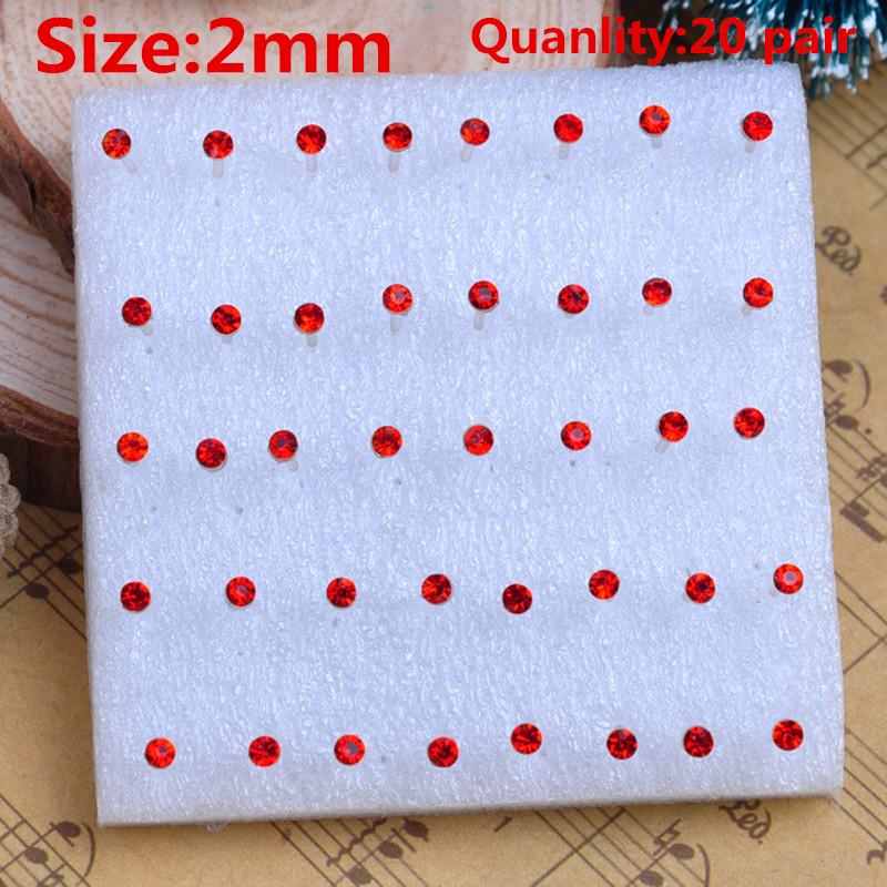 Модные разноцветные серьги для девочек, 20 пар в упаковке, серьги-гвоздики со стразами, модные милые женские серьги-гвоздики с кристаллами