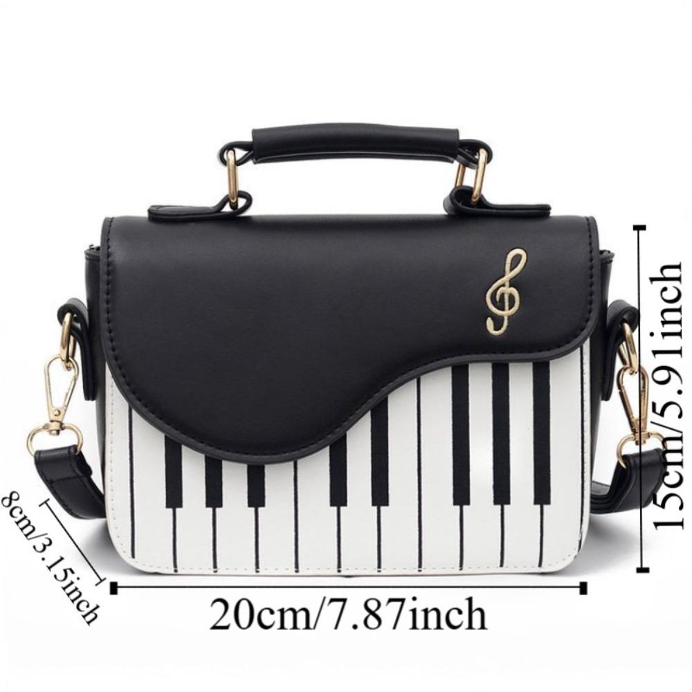 Vintage Mini Square Bag Crossbody PU Leather Bag Trendy Piano Pattern Shoulder Bag Unisex