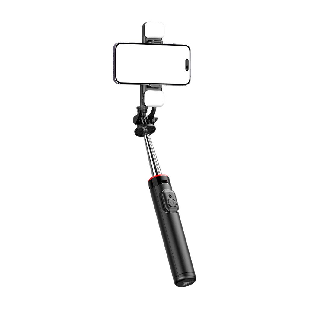 Selfie Stick WC13YDS Telescopic Tripod 4.3ft with Dual Light & Phone Holder - Black