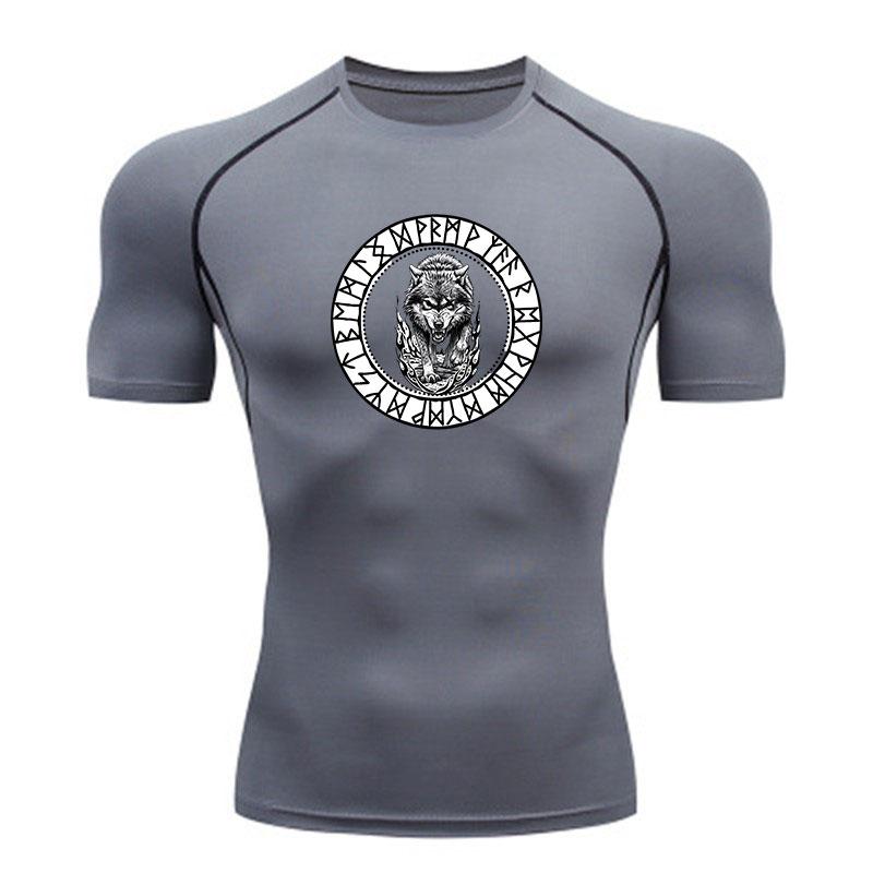 Men's Compression Fitness Sports T-Shirt, Aggressive Viking