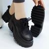 British Style Platform Muffin Thick Heel Small Leather Shoes Women's 2025 New Spring Lace-up High Heel Versatile Small Single Shoes