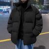 Men Cotton Padded Coat Stand Collar Long Sleeve Zipper Placket Thickened