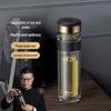 260ml black double-wall glass tea tumbler with infuser