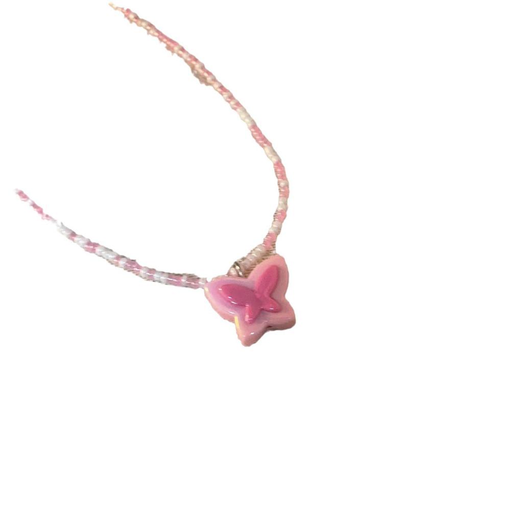 Ожерелье из разноцветных бусин в виде бабочки: Легкая роскошная цепочка на ключицу в стиле Y2K для женщин