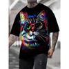Футболка с милым рисунком кота-монстра для мужчин, забавные футболки с 3D-принтом в виде животных, повседневные футболки унисекс с коротким рукавом и круглым вырезом, детские футболки для улицы