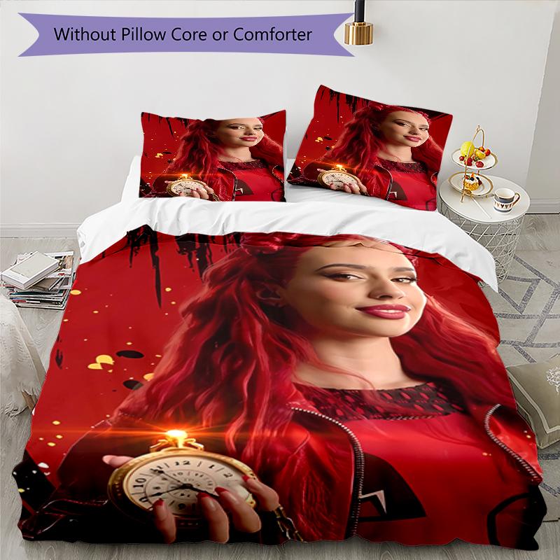 3pcs Descendants The Rise of Red1 Design Cover Set - HD Printed Bedding with 1 Cover and 2 Pillowcases - Perfect for Home and Dorm Decor