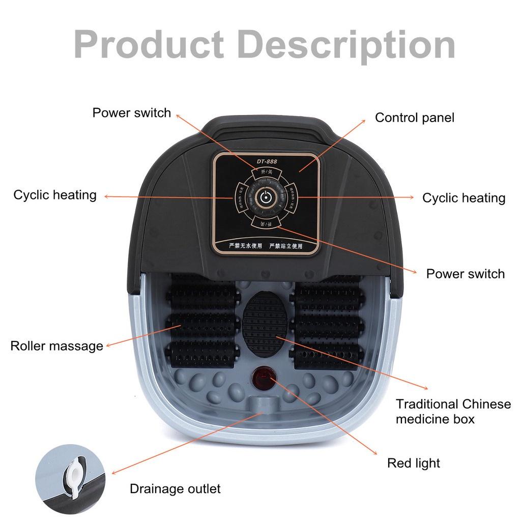 500 Вт Электрическая ванночка для ног Массажер Катящийся Вибрация Тепло Электрические Кислородные Пузырьки Для Снятия Напряжения Расслабление 38,5 x 31,5 x 21 см