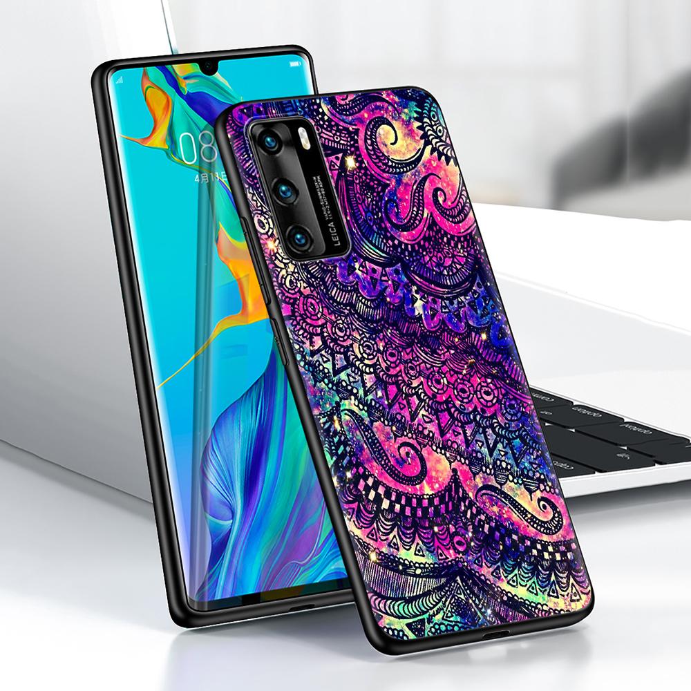 Чехол с изображением подсолнуха Мандала для Huawei P30 P Smart Z P40 Lite E P20 Y7 Y9 2019 Honor 8X Play 9A 50 20 9X Pro, черный мягкий чехол для телефона