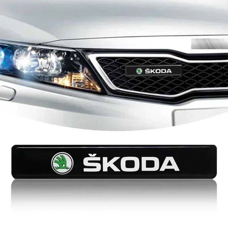 HLLQ9 1/2PCS Car Decorative Light LED Front Hood Grille Emblem Badge Decor For Skoda Octavia Fabia RS Kamiq Kodiaq Rapid SCALA Superb