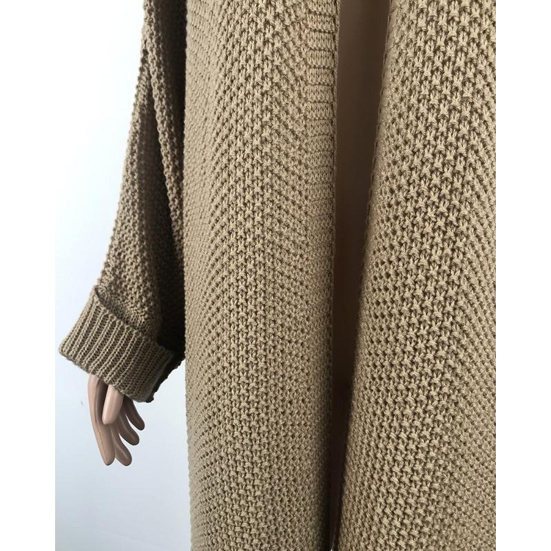 Fall and Winter Women's Plus Size Knitwear Long Split Rolled Sleeve Cardigan Sweater