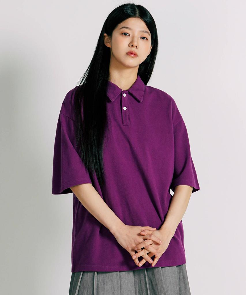 JEMUT Cozy Pique Collar Short Sleeve T-Shirt 10 Types Deep Purple Yhst2487