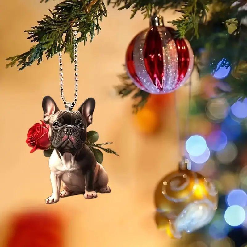 New Acrylic Flat Cute Dog Car Pendant Backpack Accessories Home Decoration Pendant Keychain Pendant