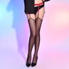 Цинхэ Подвязки Чулки Ультратонкие Открытая Промежность Сексуальные Женские Длинные Гольфы Контрастного Цвета Основной Шелк Комбинезон Черный Шелк Игривая Одежда Большой Размер