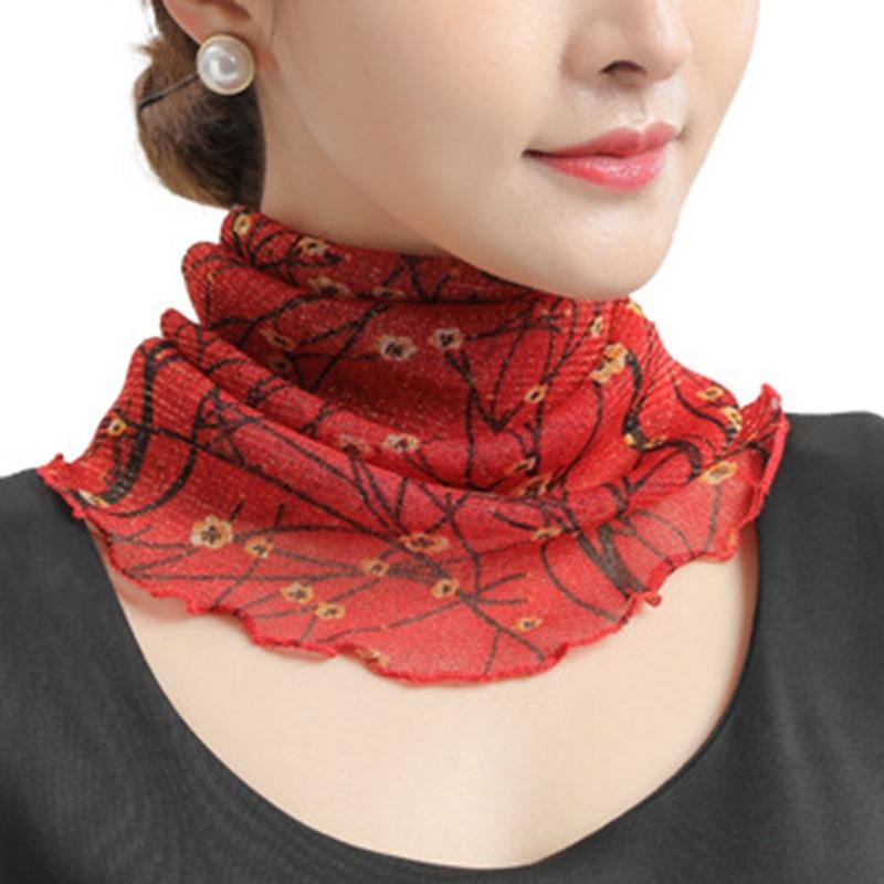 Spring Summer Chiffon Neck Collar Scarf Women Head Thin Sunscreen Variety Small Silk Anti-Uv Scarf Mask Multi-Function Scarf