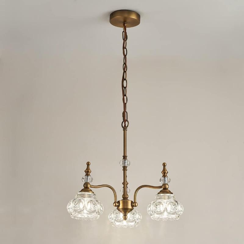 Винтажная люстра из золотого стекла с матовой матовой отделкой из античной бронзы