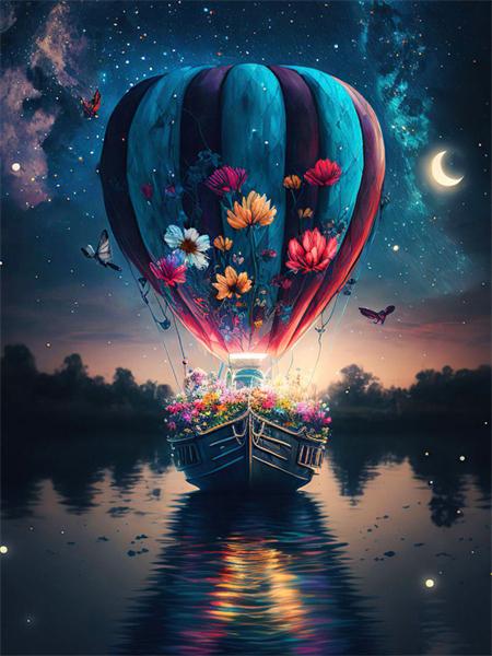 Diy Diamond Painting Mosaic Hot Air Balloon Fantasy Full Square Round Embroidery Mosaic Starry Night Landscape Wall Decor
