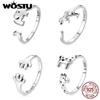 925 Sterling Silver Puppy Paw & Dinosaur & Elephant & Giraffe Open Ring Animals Rings for Girl