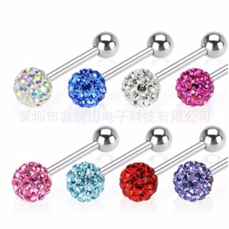 Модный козелок из нержавеющей стали, хрустальный шар, пирсинг, кольцо для языка, шпильки для тела