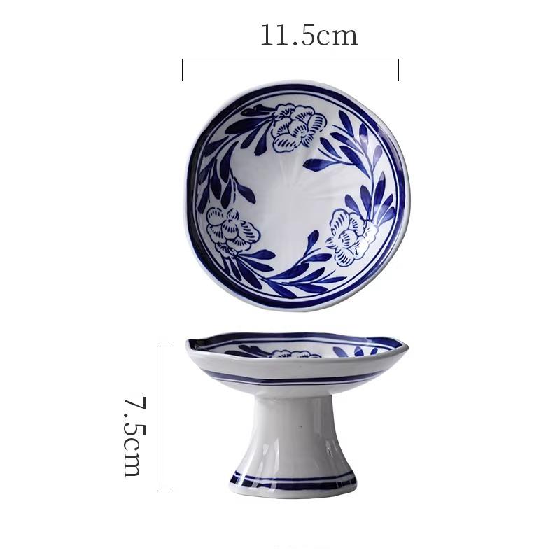 Новая китайская десертная высокая тарелка Маленькая тарелка для закусок Освежающая тарелка Ретро керамическая тарелка Закуски для послеобеденного чая Товары для дома