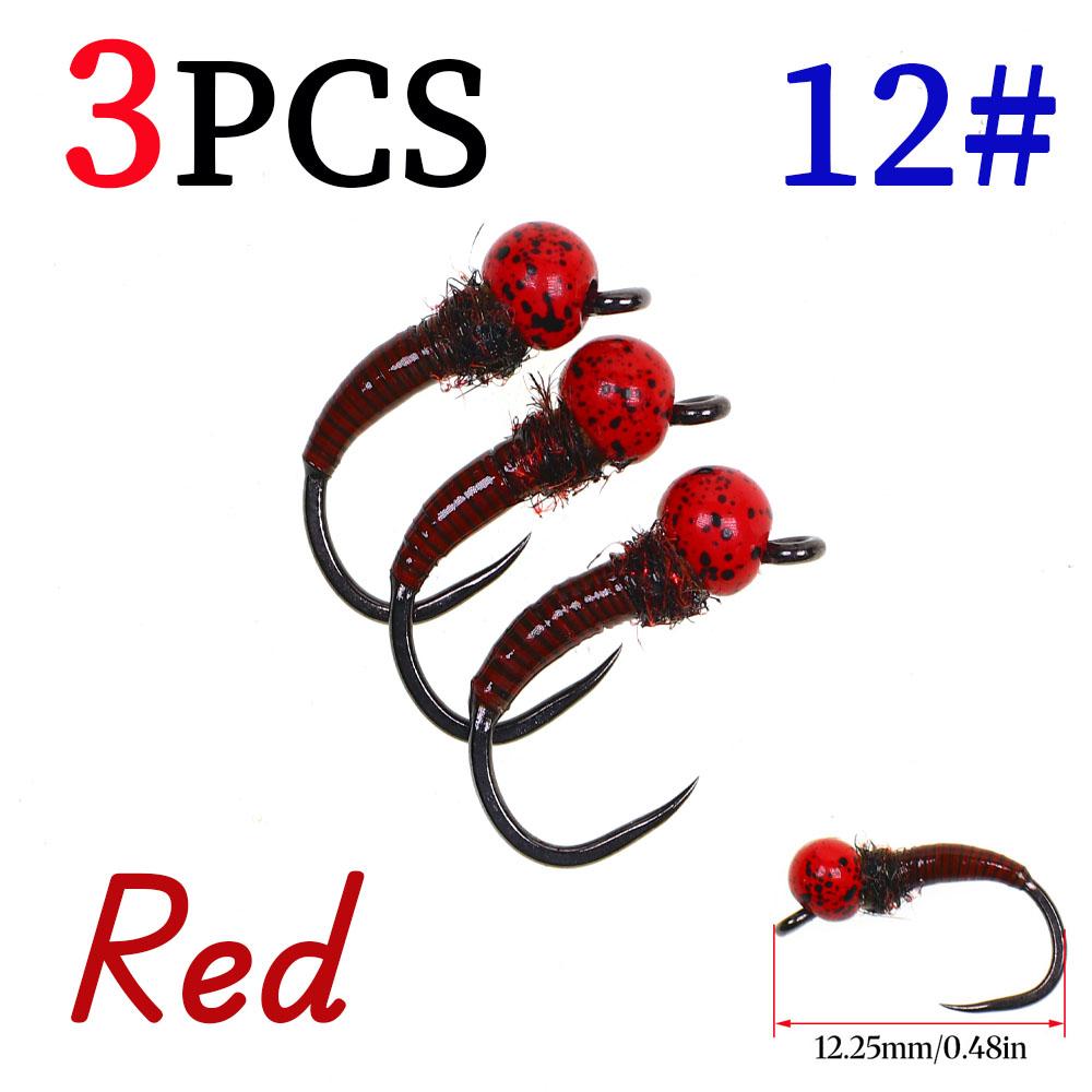 3 шт./4 шт. #12 #14 Быстро тонущие офсетные джиг-головки с вольфрамовой бусинкой без бородки, нимфы пердигон для ловли форели, черные с пятнышками