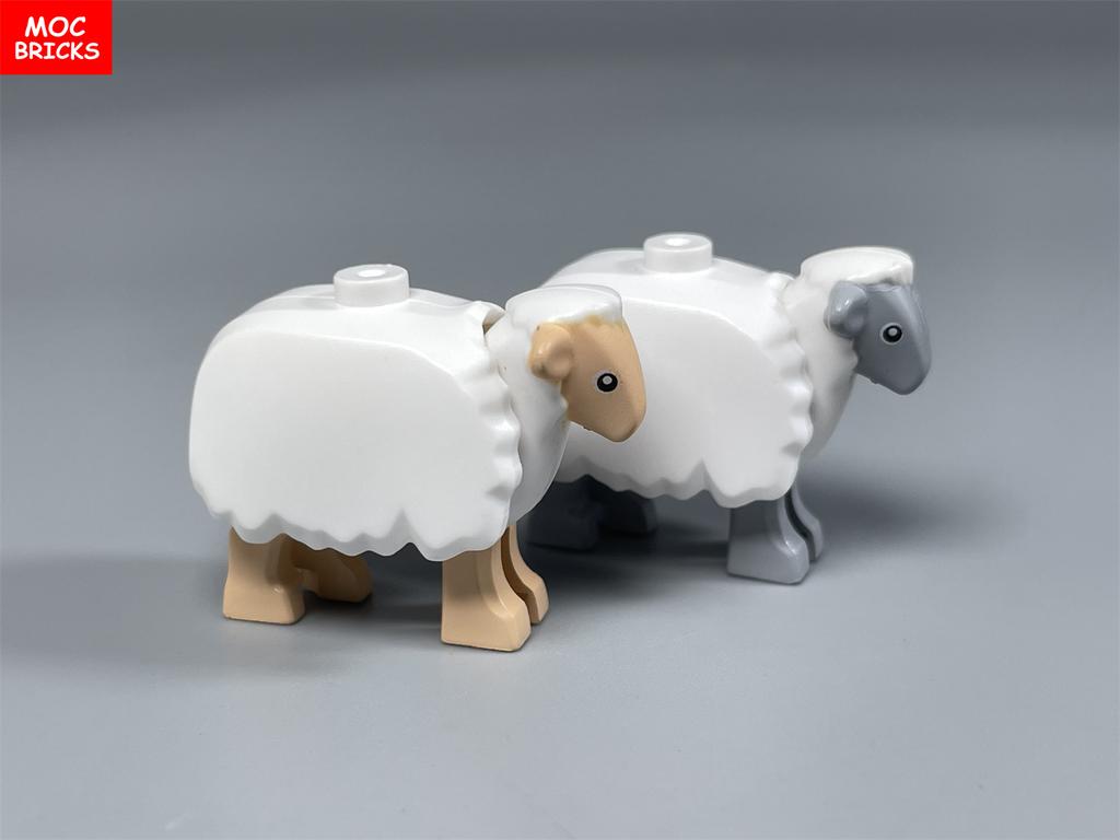 MOC Кирпичи Милая Овца Коза Сарай Овчарня Животное DIY Ферма Пастбище Вид Строительные Блоки Аксессуары Детские Игрушки Подарки