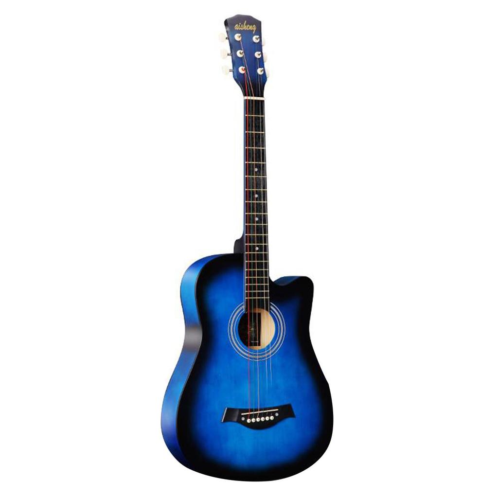 38"" Full Size Adult 6 Strings Cutaway Folk Acoustic Guitar for Students Beginners (Black)