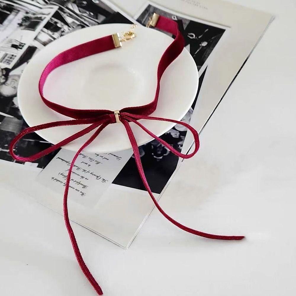 Подвеска-бант, ожерелье-бант, бархатный ремешок, ошейник, модное колье-чокер, подарок на день святого Валентина