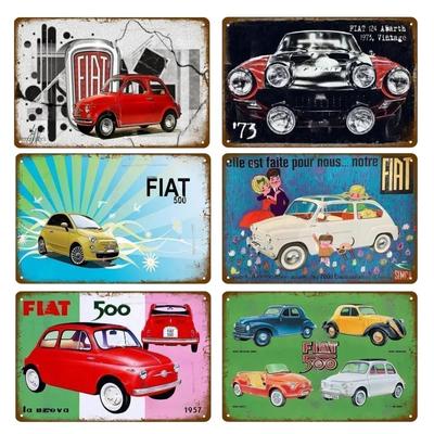 Классический Fiat 500 Винтажные Металлические Жестяные Таблички Металлический Постер Настенный Декор Постер Кафе Бар Паб Домашний Настенный Декор Авто Металлическое Художественное Постер