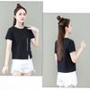 Woman's Tshirts Summer Split Hem Short Sleeve Letters O Neck Korean Style Casual Woman Top Tee Shirt