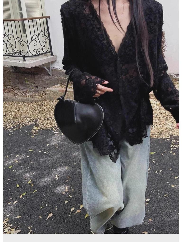 Women's 2024 Early Autumn Long-Sleeve Slim Lace Top