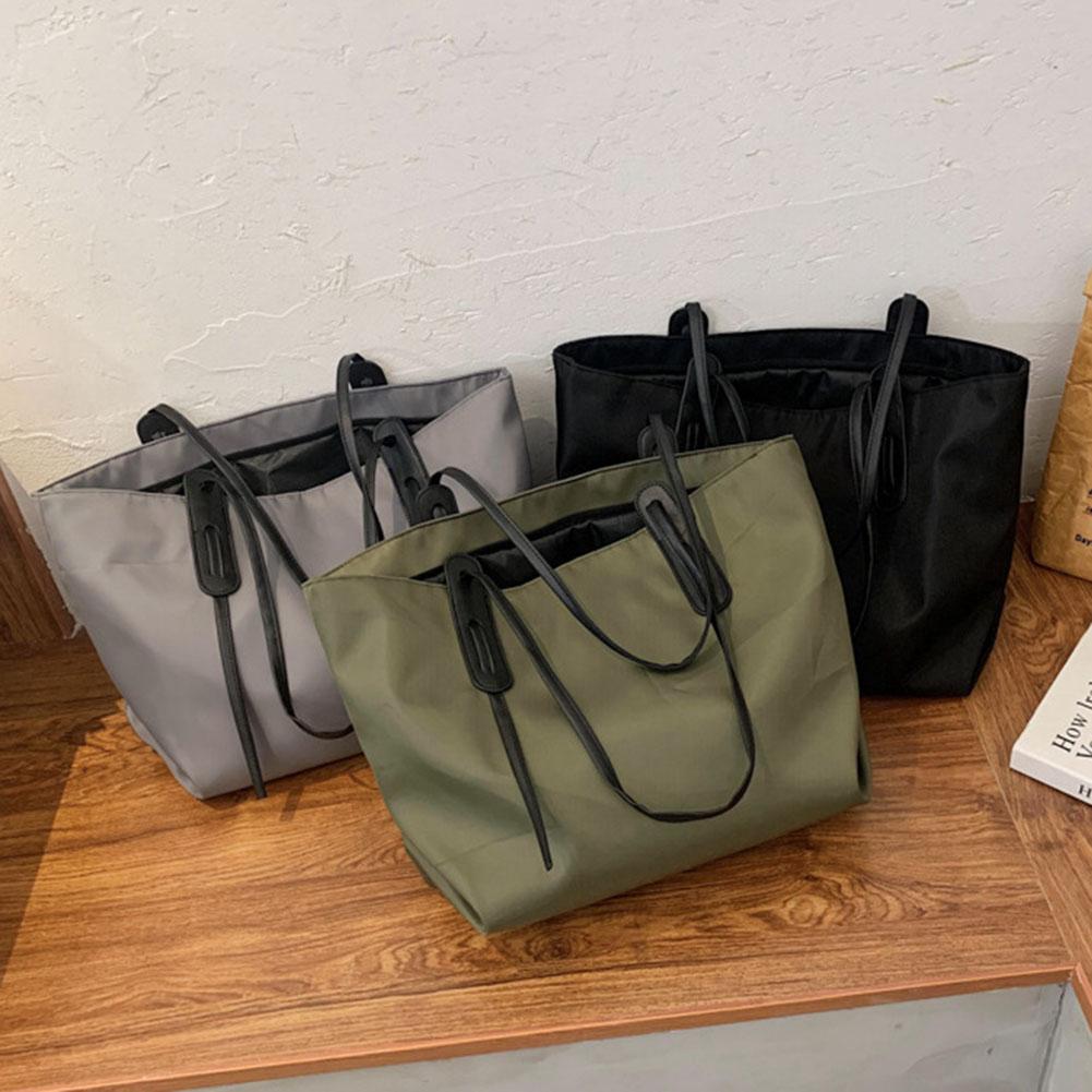 Tote Bag For Women Nylon Large Capacity Shoulder Bag With Zipper Satchel Purse Solid Color For Work Travel Shopping Shopper Bag