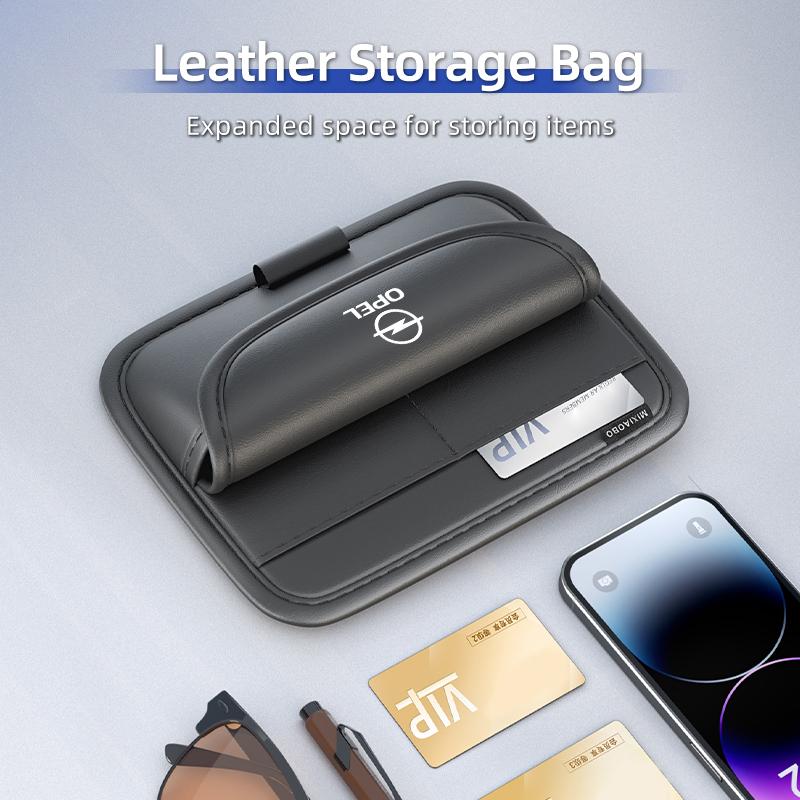 AAAYR1 Universal Car Sun Visor Clip Credit Card Storage Bag Accessories For Opel Corsa Astra Insignia Vectra Zafira Meriva Mokka Grand