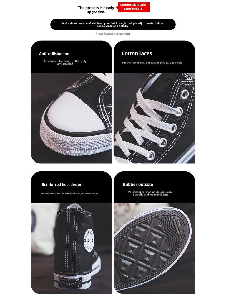 Унисекс корейские высокие кеды из парусины для пар и студентов - универсальная повседневная обувь, белый, S222