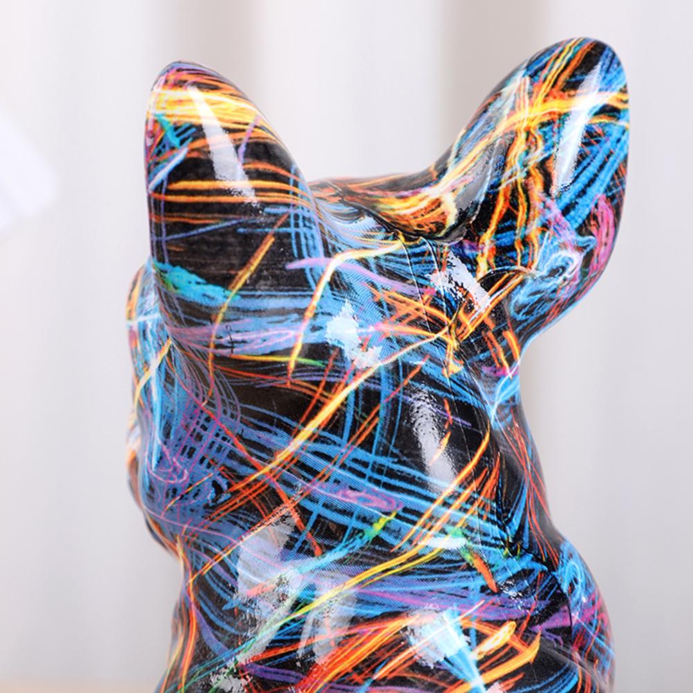Bulldog Statue Dog Desktop Ornament Funny French Bulldog Figurine Creative Resin Puppy Figurine for Bookshelf Table TV Cabinet