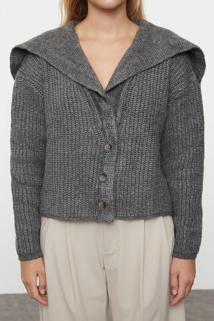 Женский элегантный кардиган, темно-синий, мягкий текстурированный трикотаж с воротником-бассейном, кардиган