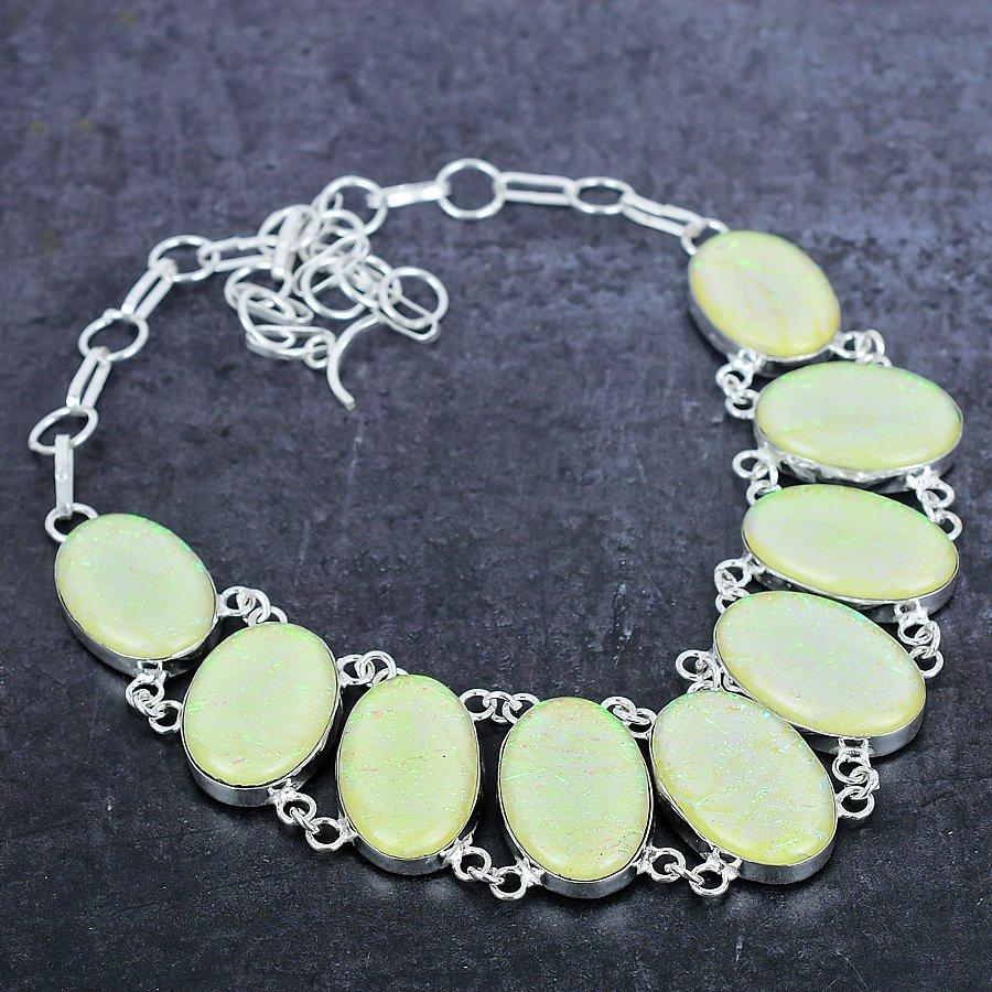 Ожерелье из серебра 925 пробы с оранжевым триплетным опалом, 18 дюймов, длина 2,35 м