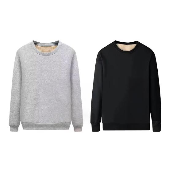 Мужской свитшот на флисовой подкладке, теплый зимний пуловер с круглым вырезом, осенний утолщенный базовый топ для повседневной носки, спорта, улицы, работы