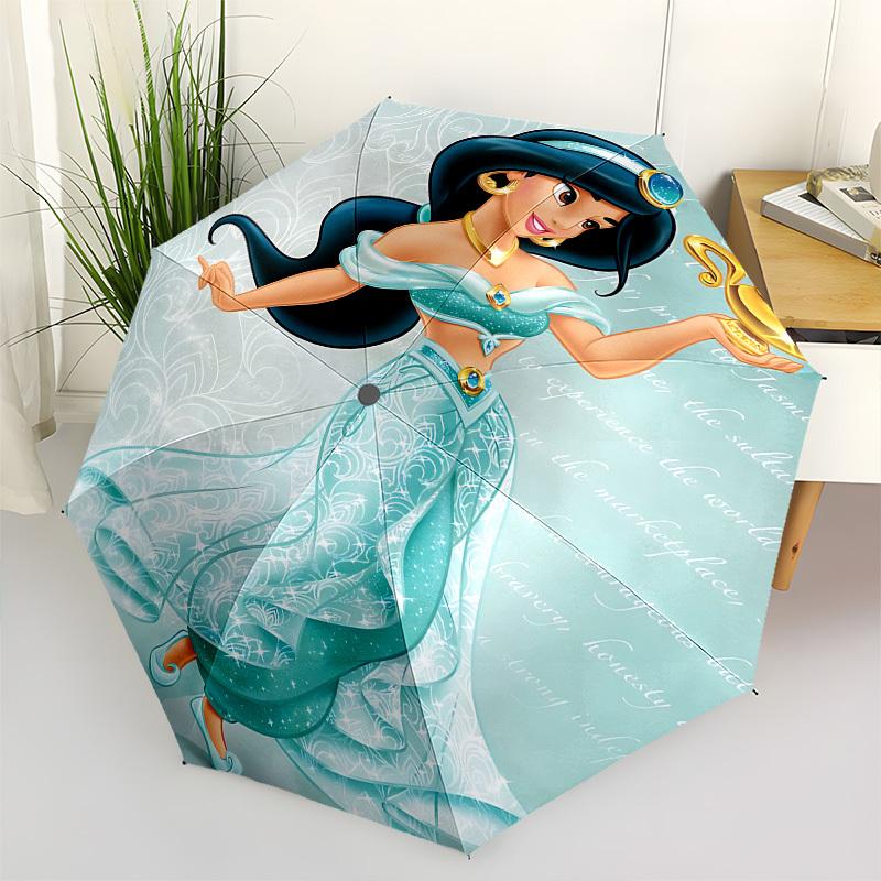 Jasmine, Genie Lamp Themed Automatic Opening and Closing Umbrella, Brightly Colored 8-rib Portable Umbrella, Suitable for Men and Women, A Perfect Gif