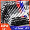 Набор из 25 гелевых ручек, школьные принадлежности, черные, синие, красные чернила, цвет 0,5 мм, шариковая ручка, кавайная ручка, пишущий инструмент, школьные канцелярские принадлежности