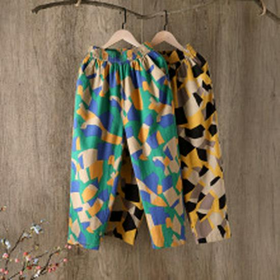 Женские летние 2025 года хлопково-льняные узкие брюки-гарем - корейский стиль, свободный крой, повседневные брюки-морковки длиной девять точек.