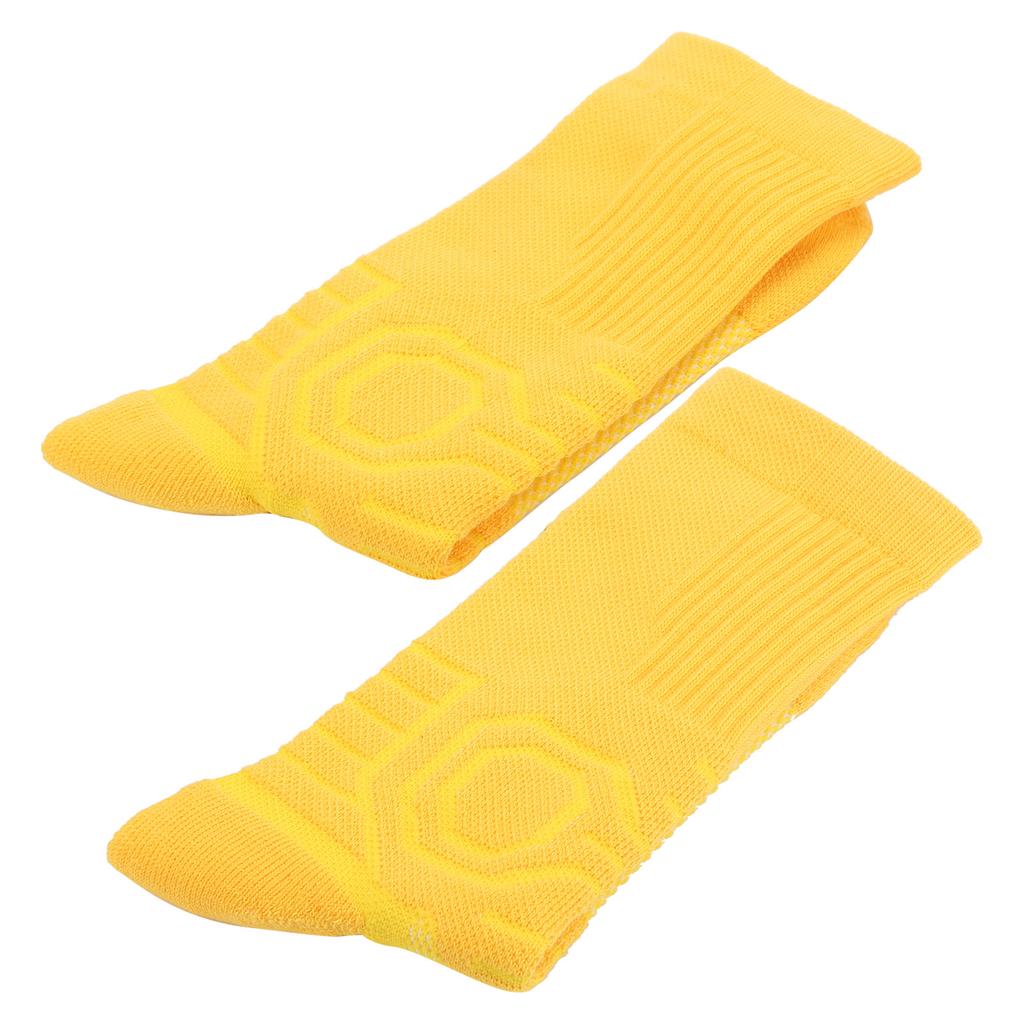1 пара спортивных нескользящих носков, дышащие носки для баскетбола, футбола, атлетики, с защитой(желтый )