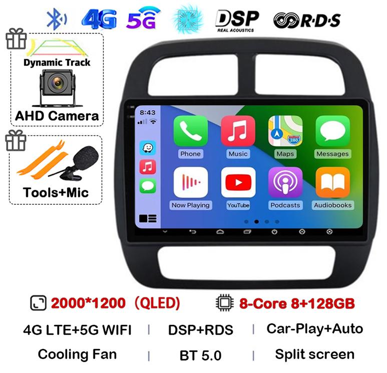 Android 14 Auto Carplay для Renault KWID K-ZE Dacia Spring 2015 2016 2017 2018 2019 Автомобильный мультимедийный проигрыватель GPS Радио DSP Stereo