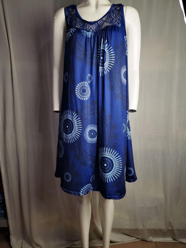 Платье-халат без рукавов с кружевным принтом - европейский и американский стиль