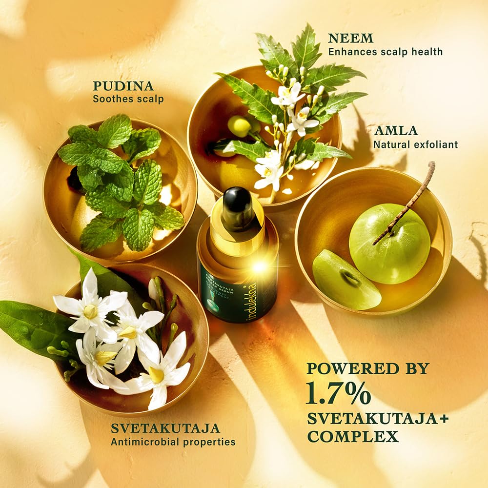 Indulekha Svetakutaja Anti Dandruff Scalp Serum 30ml | Ayurvedic Hair Care Solution For Itchy Scalp, Dryness Relief And Healthy Scalp Barrier Support