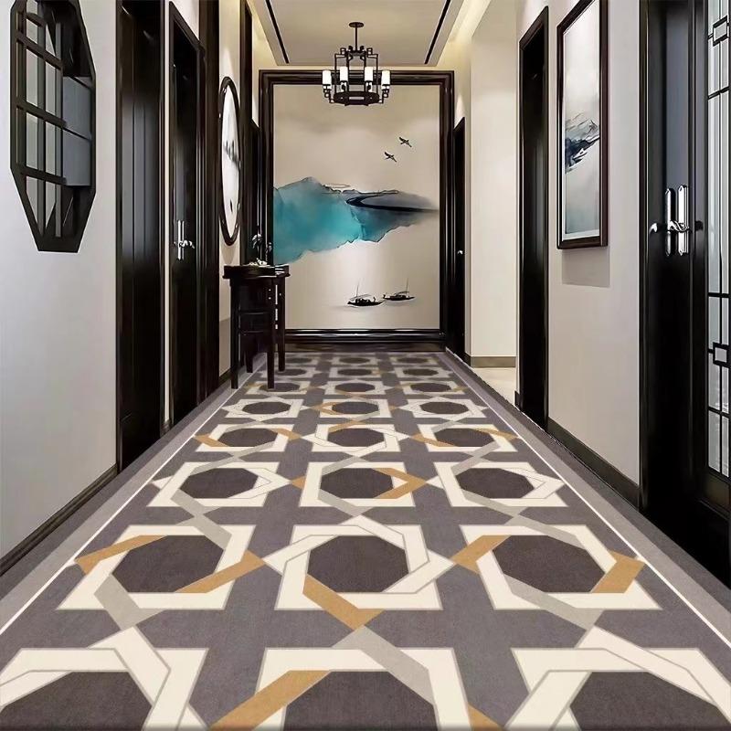 Длинные ковровые дорожки в стиле ретро, ​​эстетические украшения для прихожей роскошного отеля, домашний проход, нескользящий длинный коврик, коврик для дорожки, моющийся